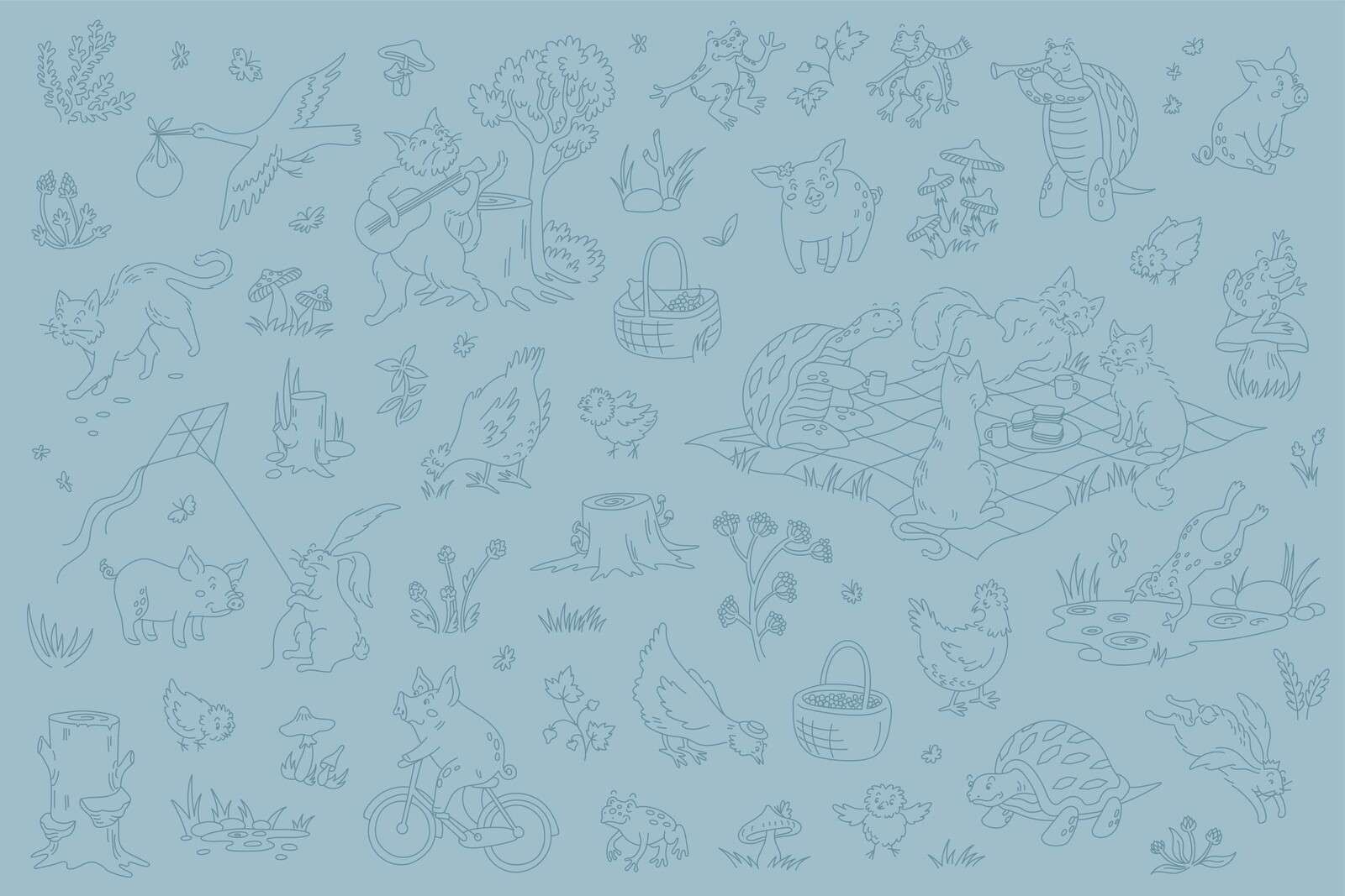 forest animals calm blue