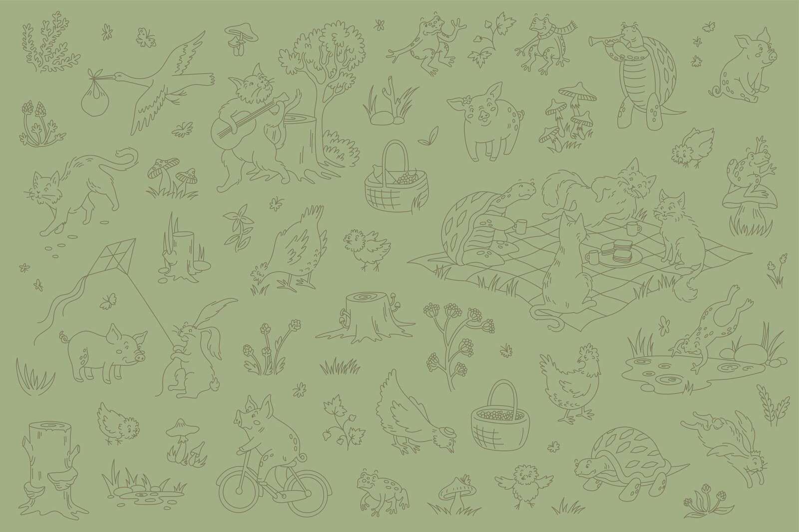 forest animals quiet green dark