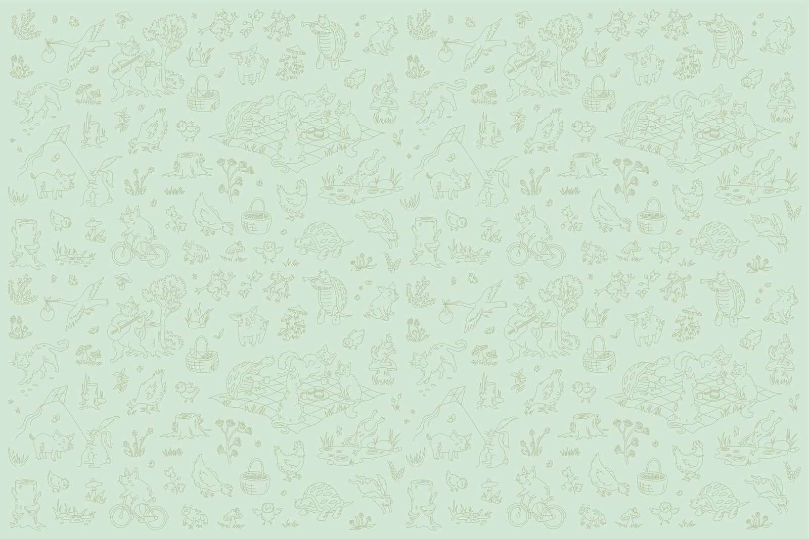 Forest animals calm mint green light print