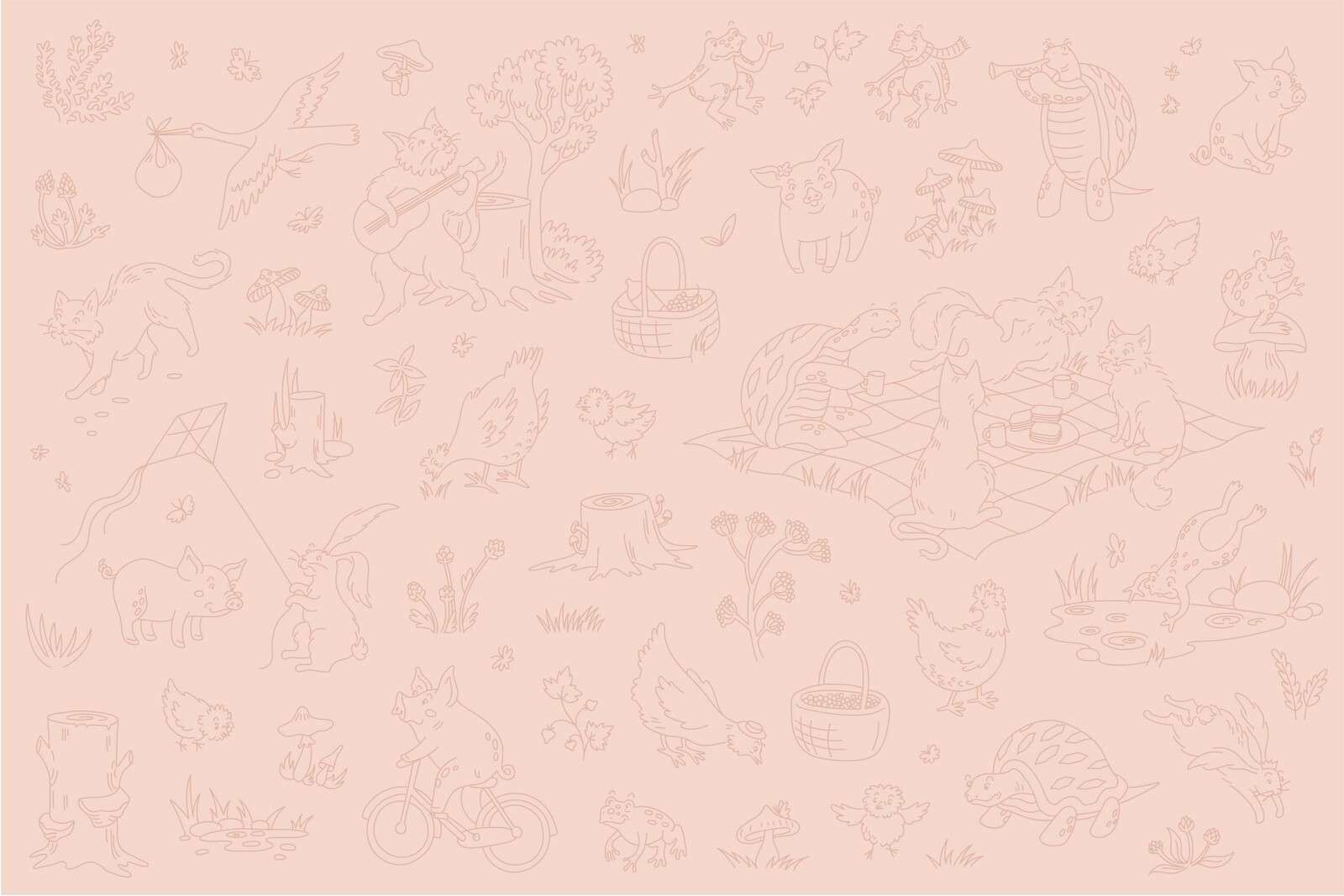 Forest animals calm pink