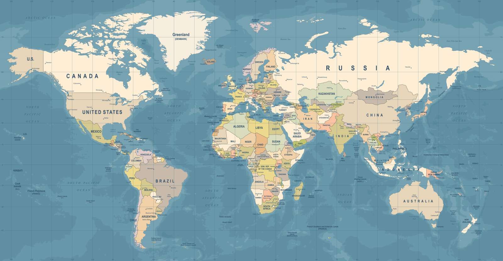Wereldkaart met namen