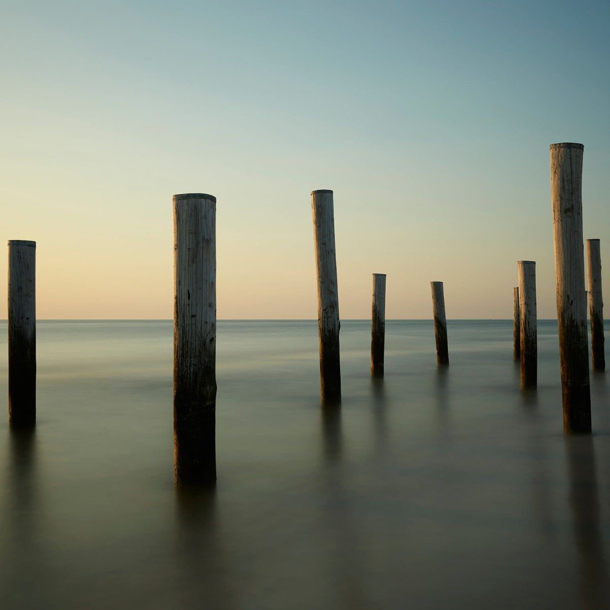 Wooden beach posts