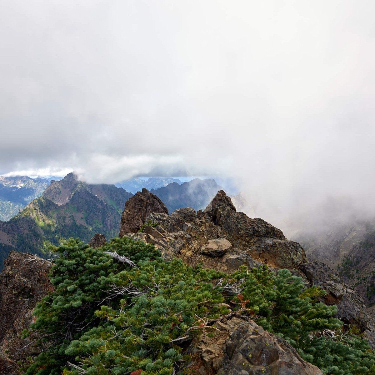 Mountain top in the clouds