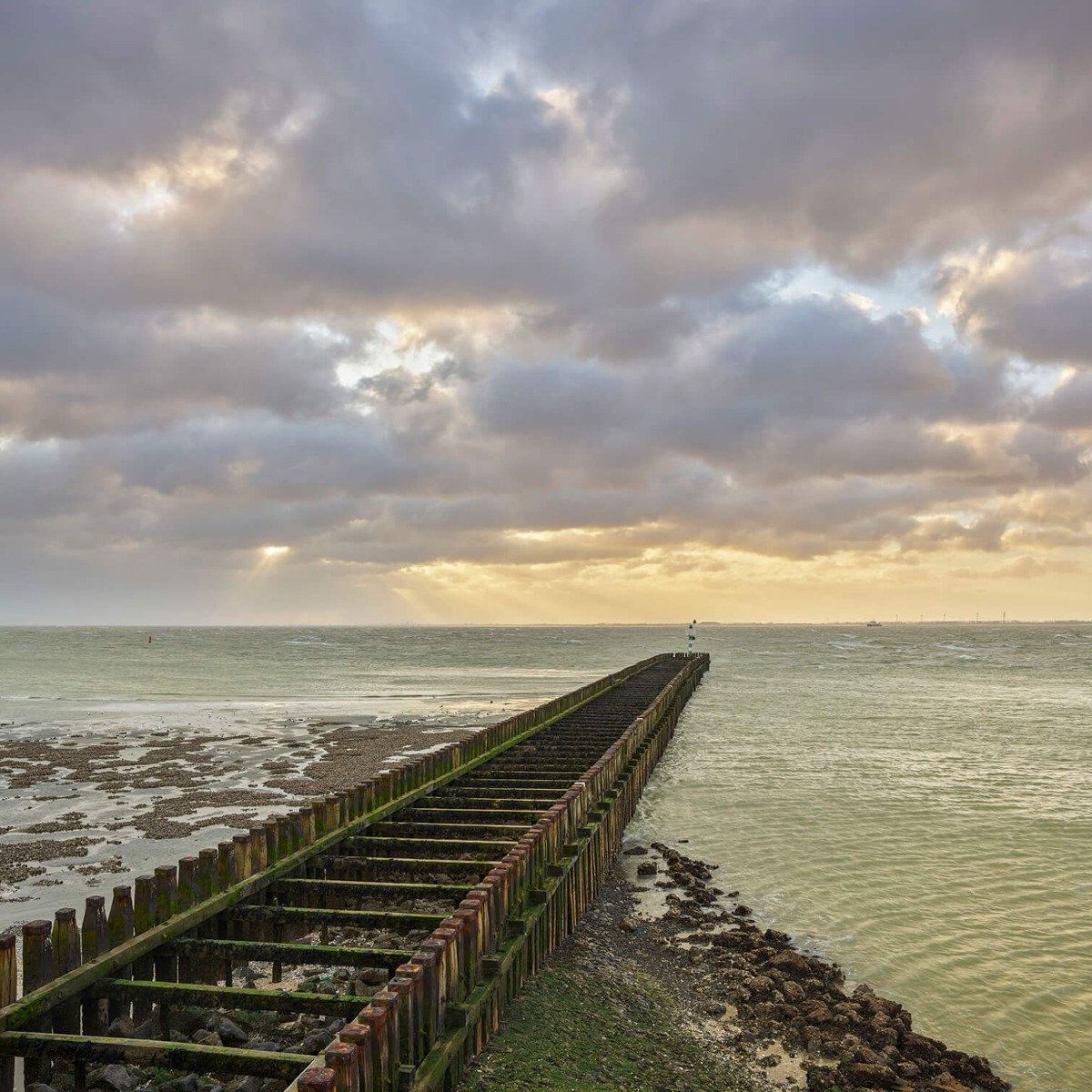 Golfbreker aan de kust