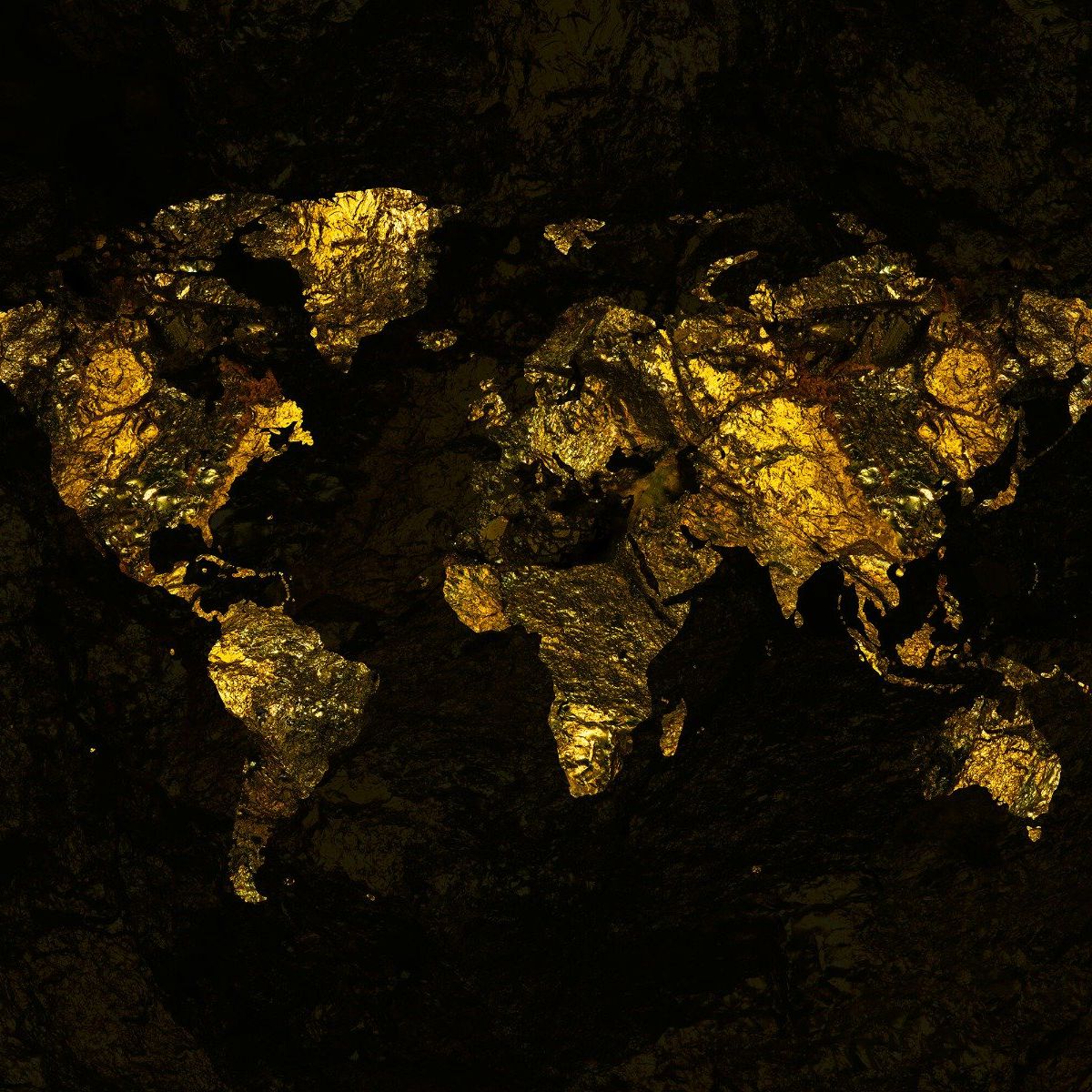 La carte du monde en or