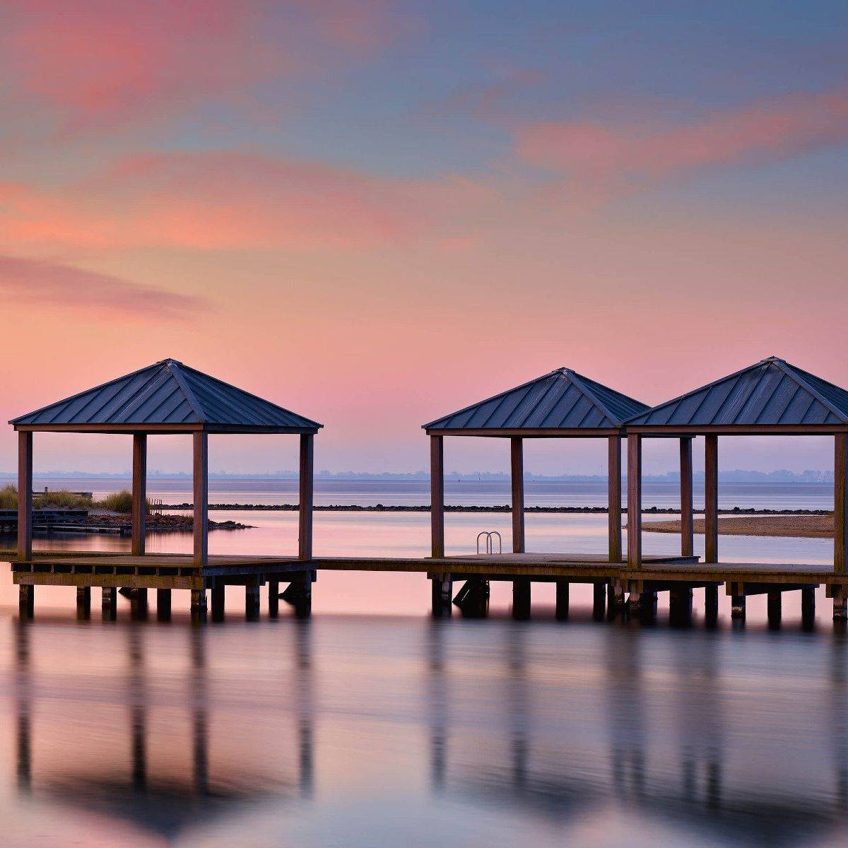 Swimming jetty at sunrise