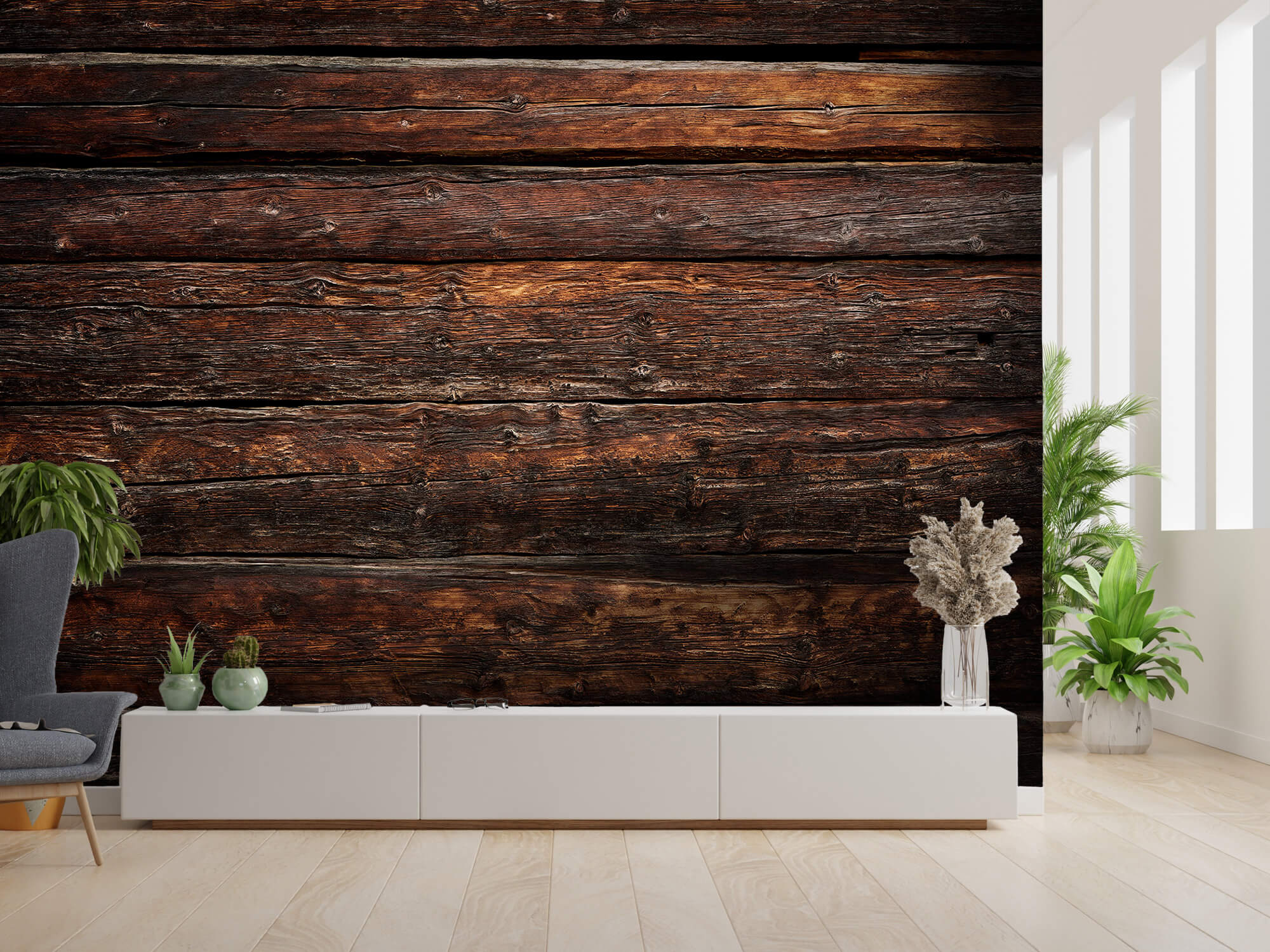 Wooden wallpaper - Coarse wood - Bedroom 10