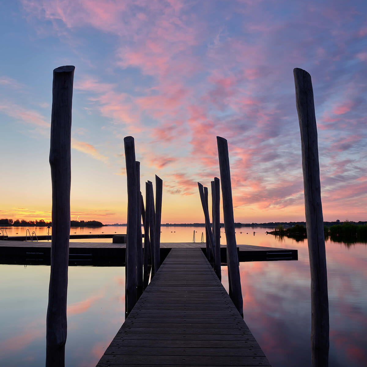 Sunrise at swimming dock