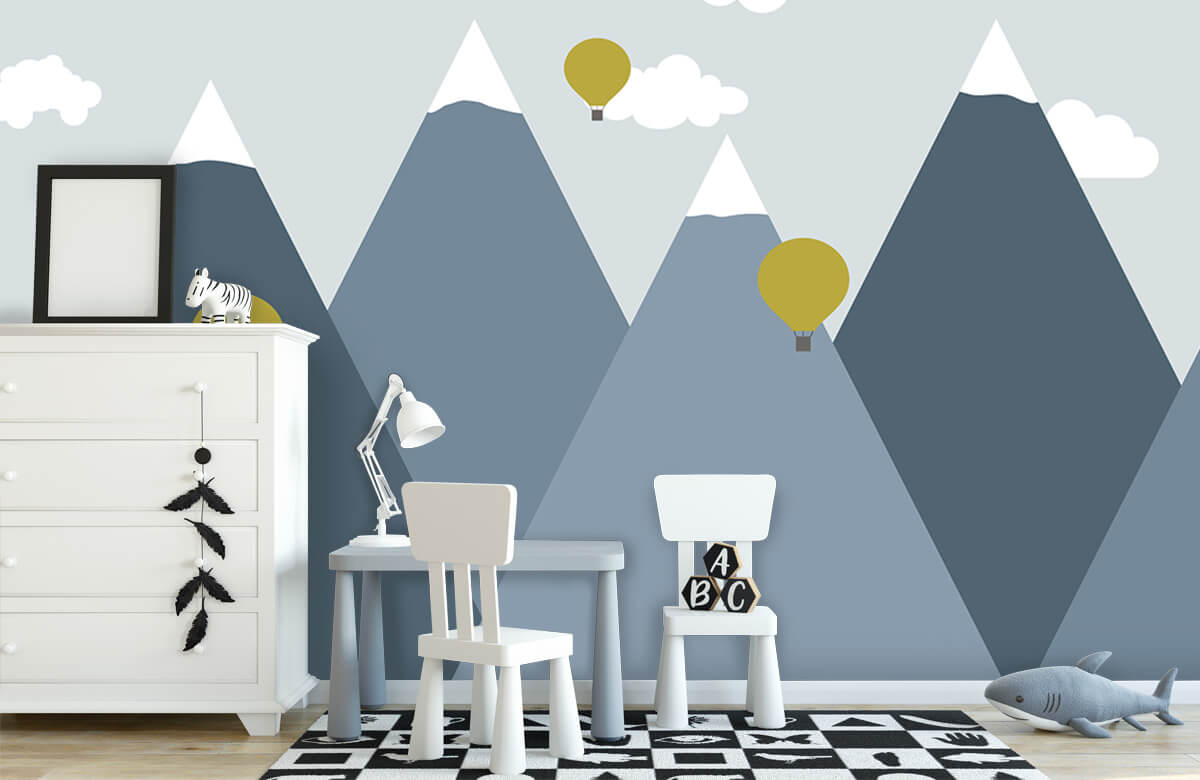 Hip & Trendy Blue mountains with hot air balloons 1