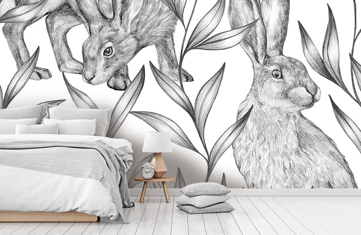 Pattern Hare in black and white 11