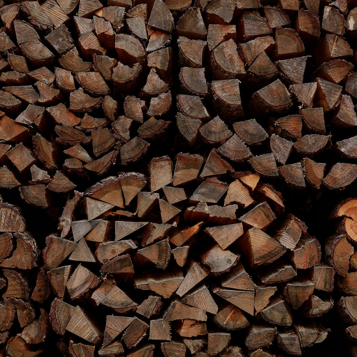 Round piles of wood