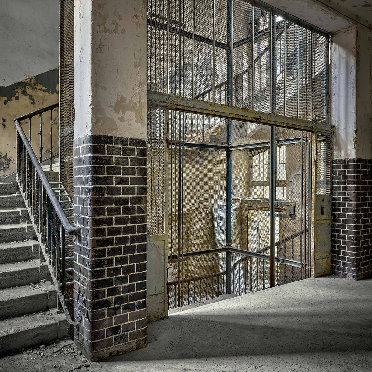 Old lift shaft with stairs