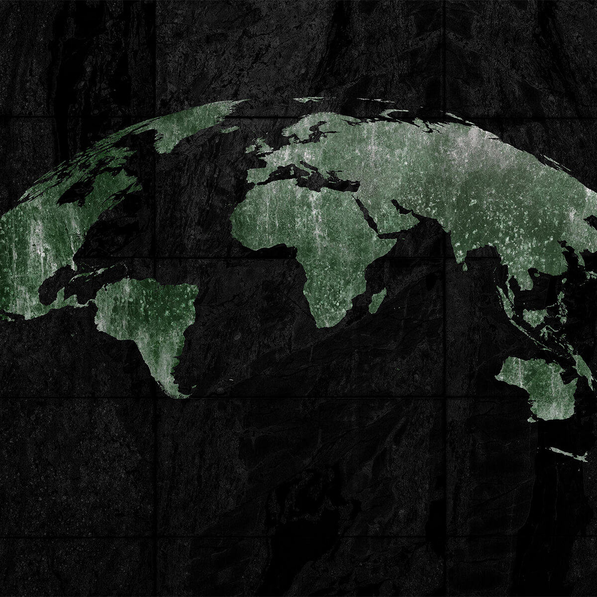 Groene wereldkaart op beton