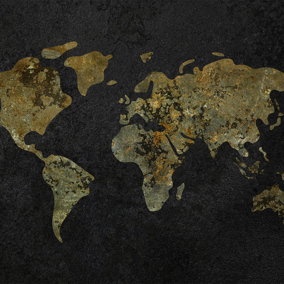 World map with gold-green texture