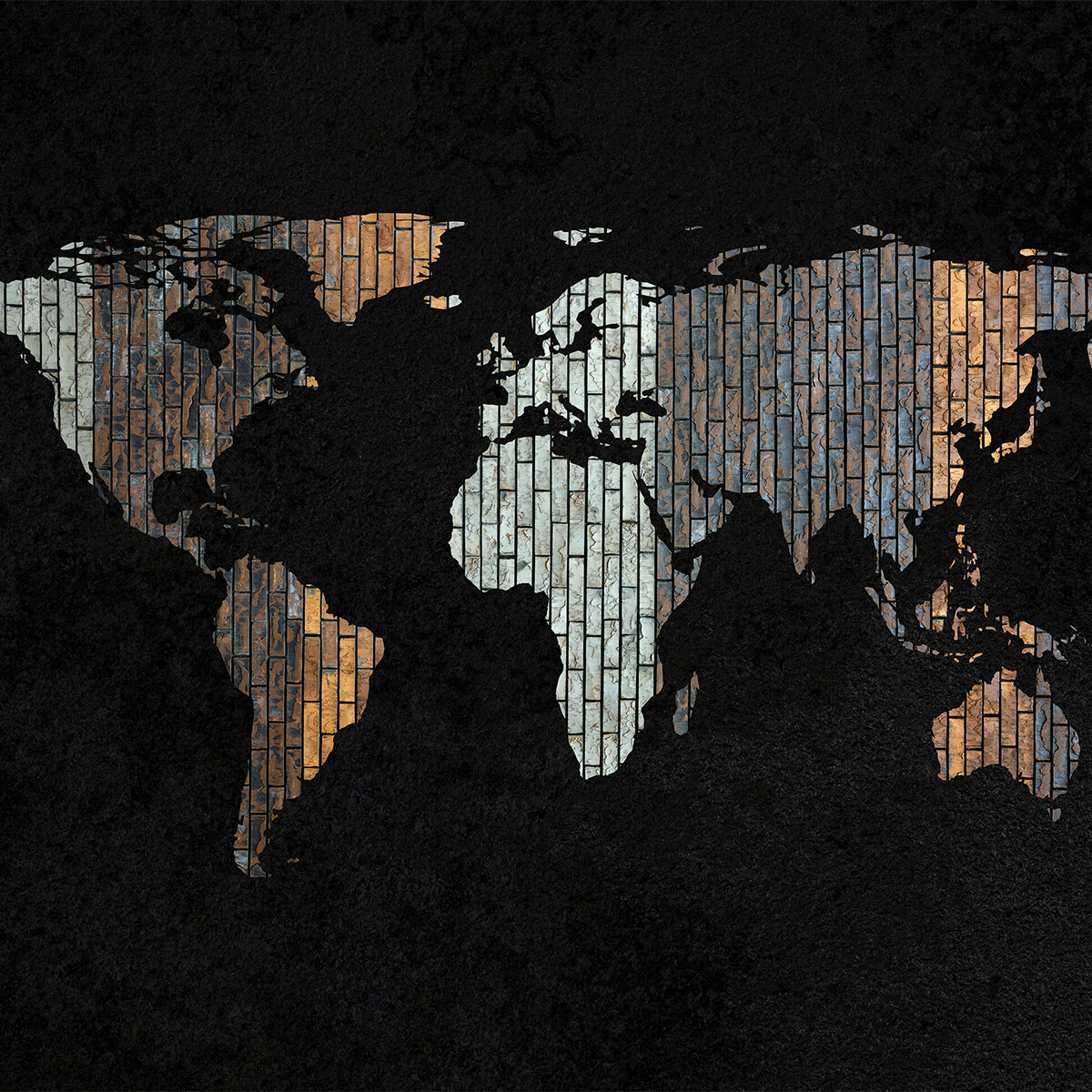 Wereldkaart met verticale bakstenen