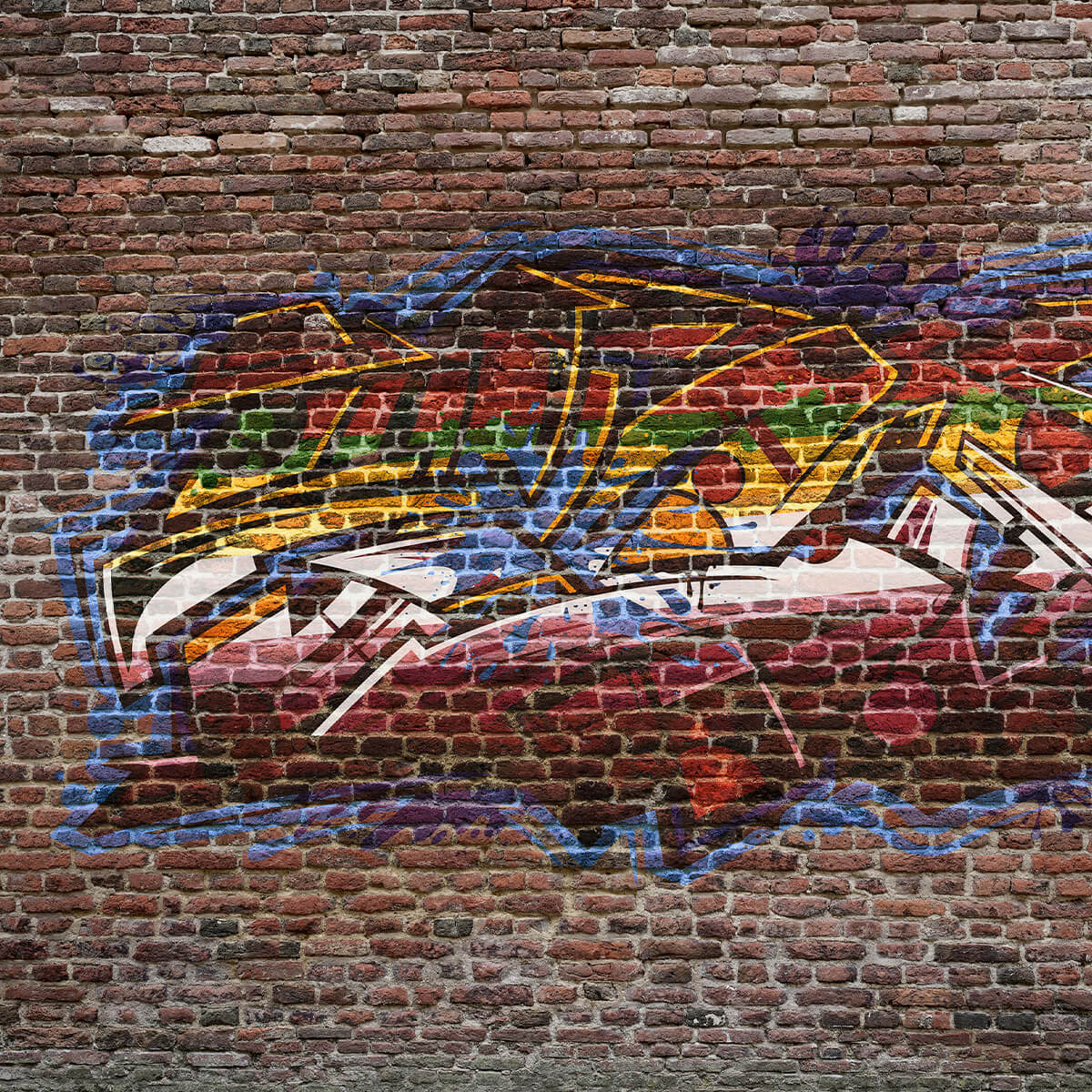 Graffiti auf einer Backsteinmauer