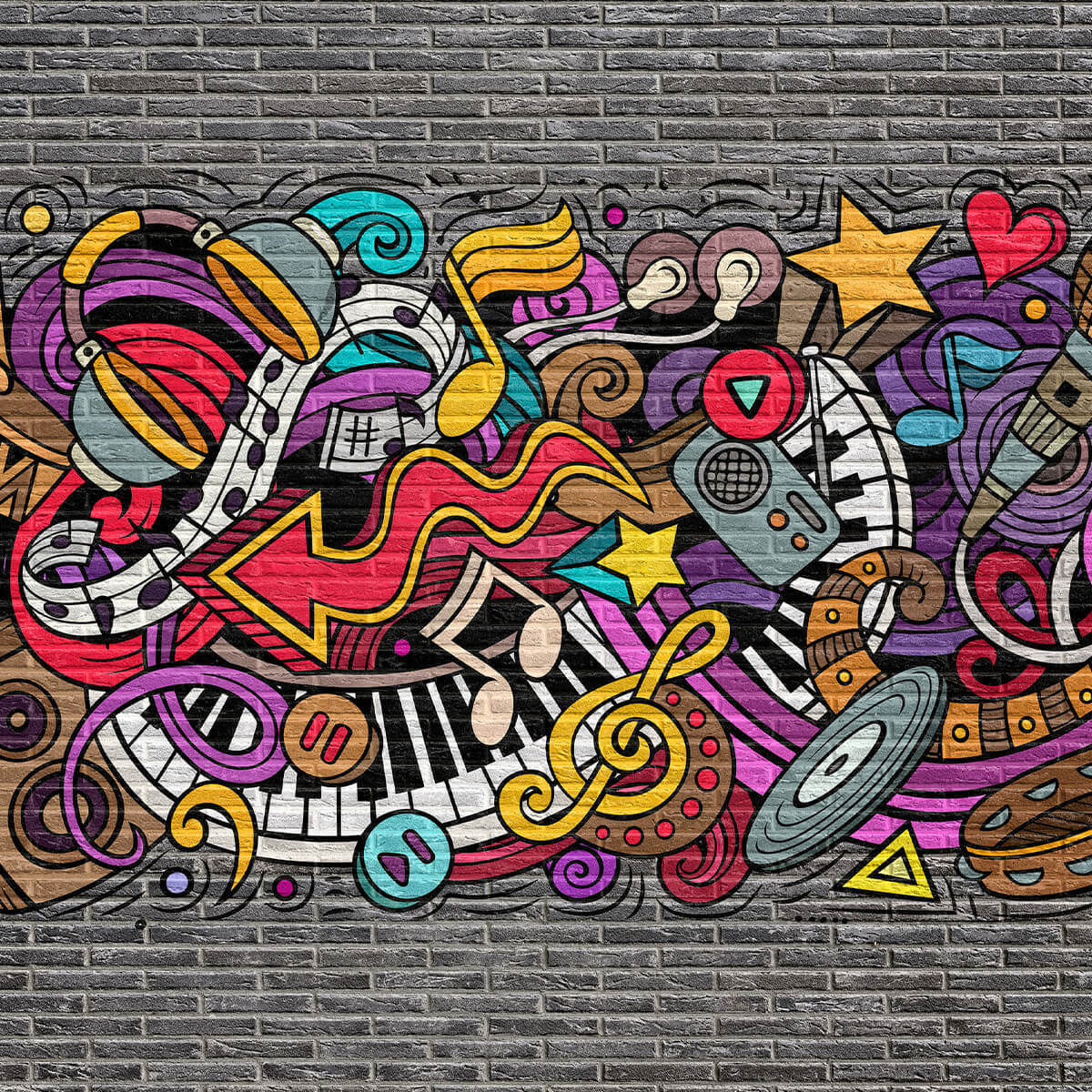 Music graffiti on brick