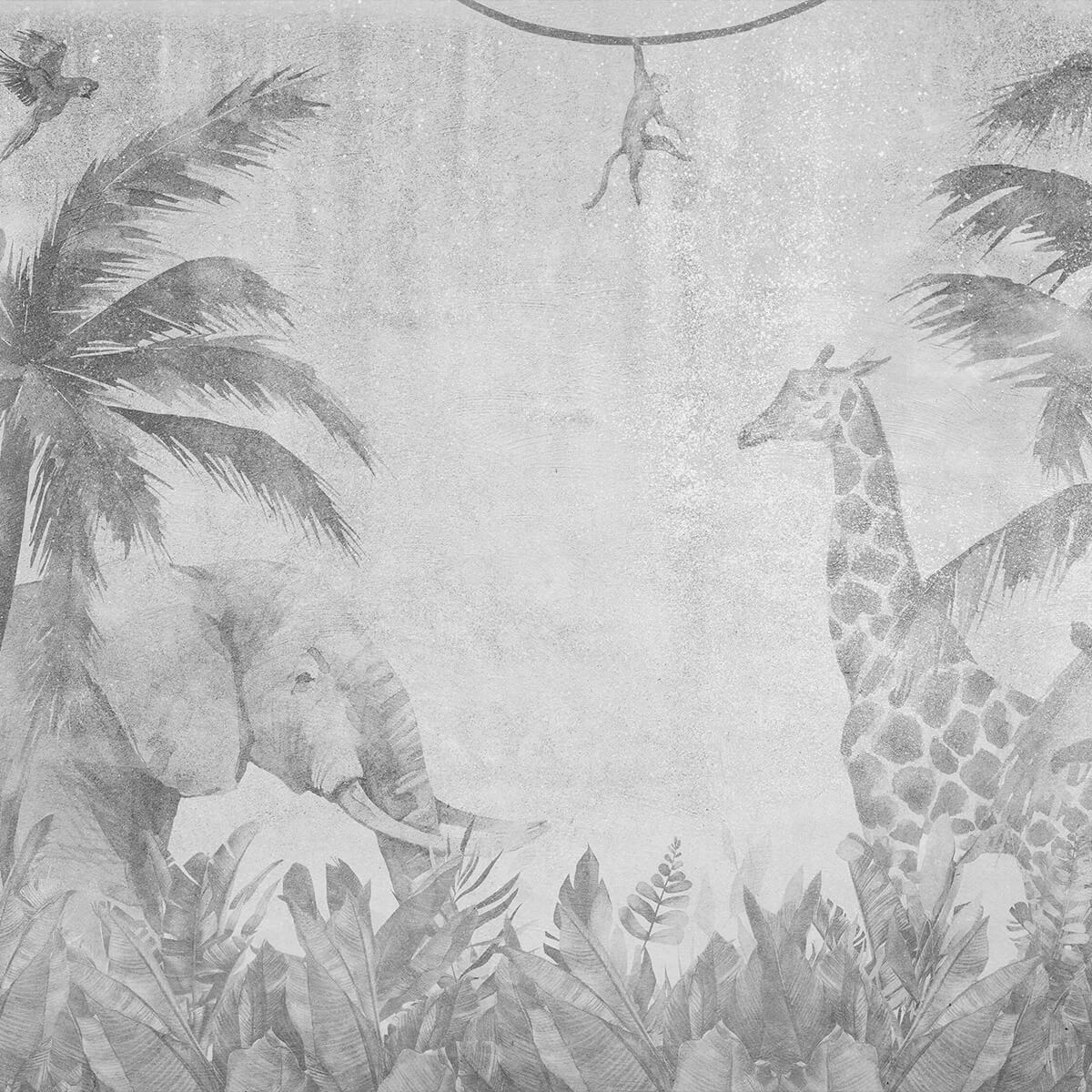 Animaux joyeux de la jungle sur du béton