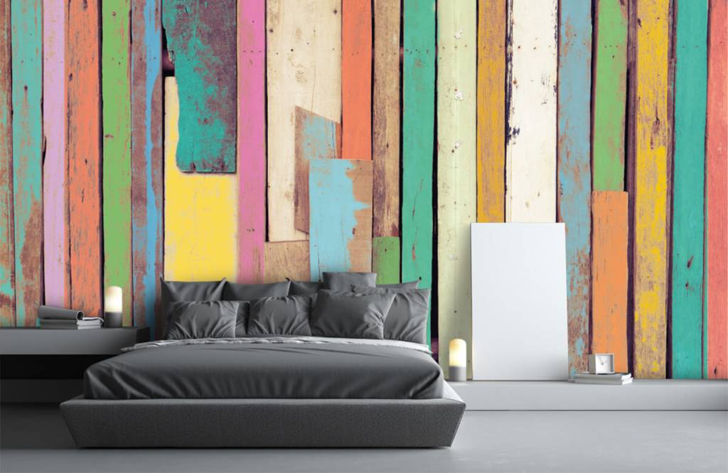 Wallpaper with coloured wood