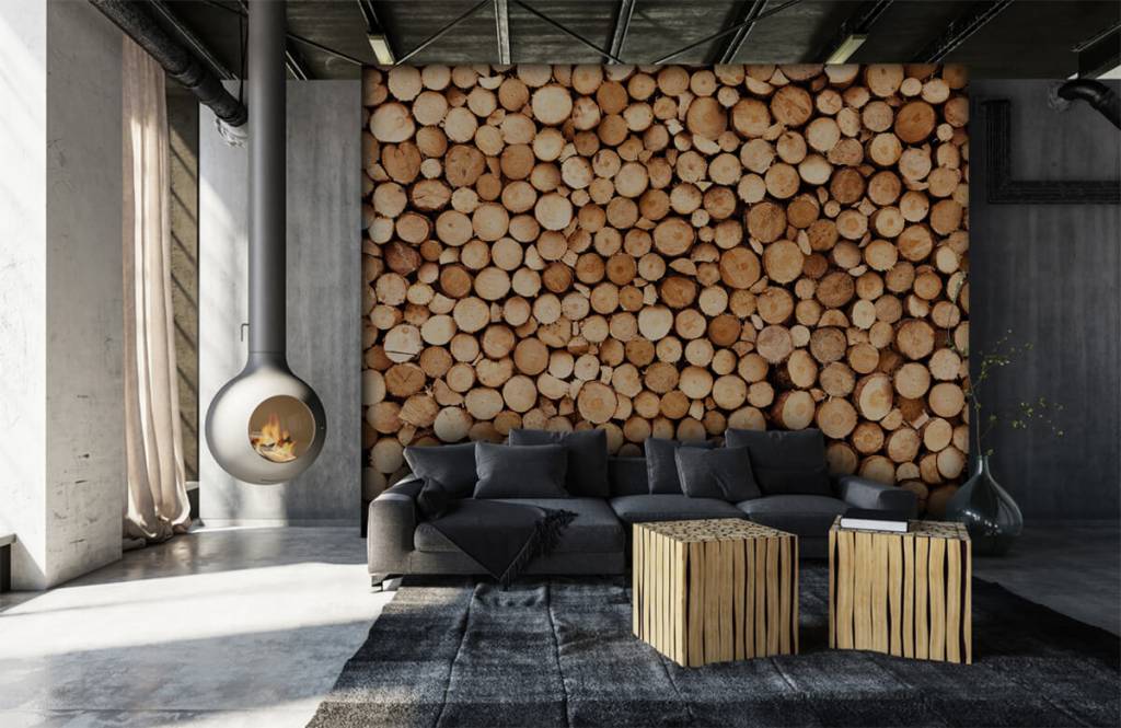 Photo wallpaper with firewood